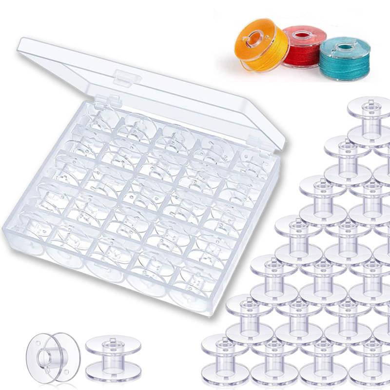 25個入り 家庭用ミシン用ボトムスレッドボビンセット 裁縫ア - Craft Embellishment Storage のレビューと価格