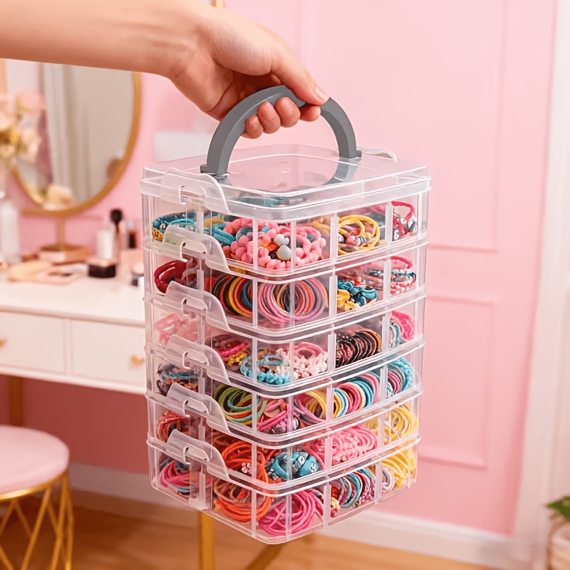 蓋とハンドル付きの5層透明収納ボックス、スナップ留めデザイン - Craft Embellishment Storage のレビューと価格