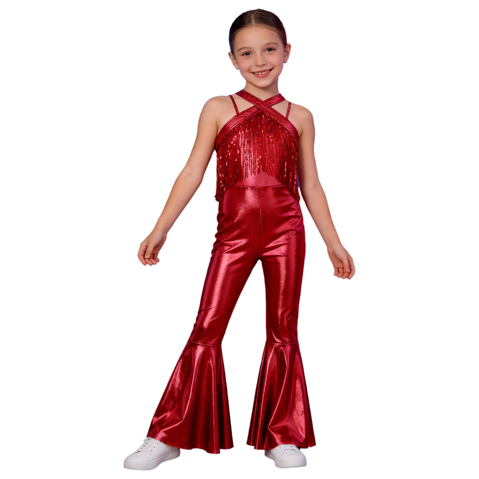 キッズガールノースリーブラインストーンバレエダンスレオタード - Rhinestone Banding Trim のレビューと価格